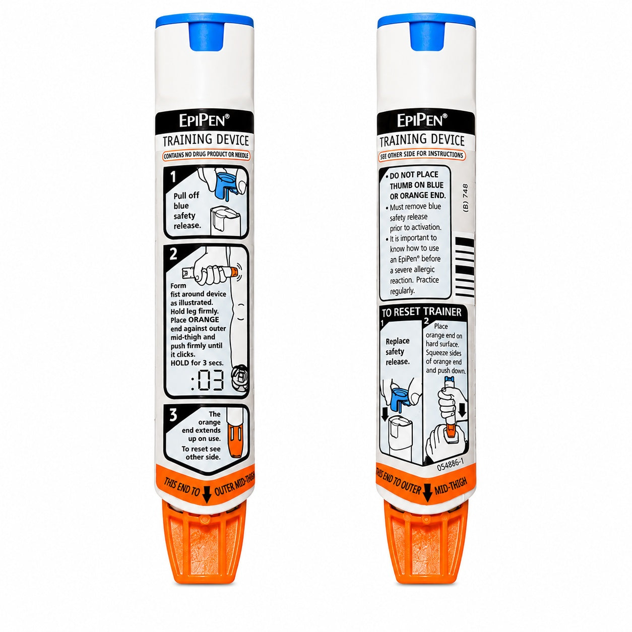 EpiPen training device for first aid course demonstration