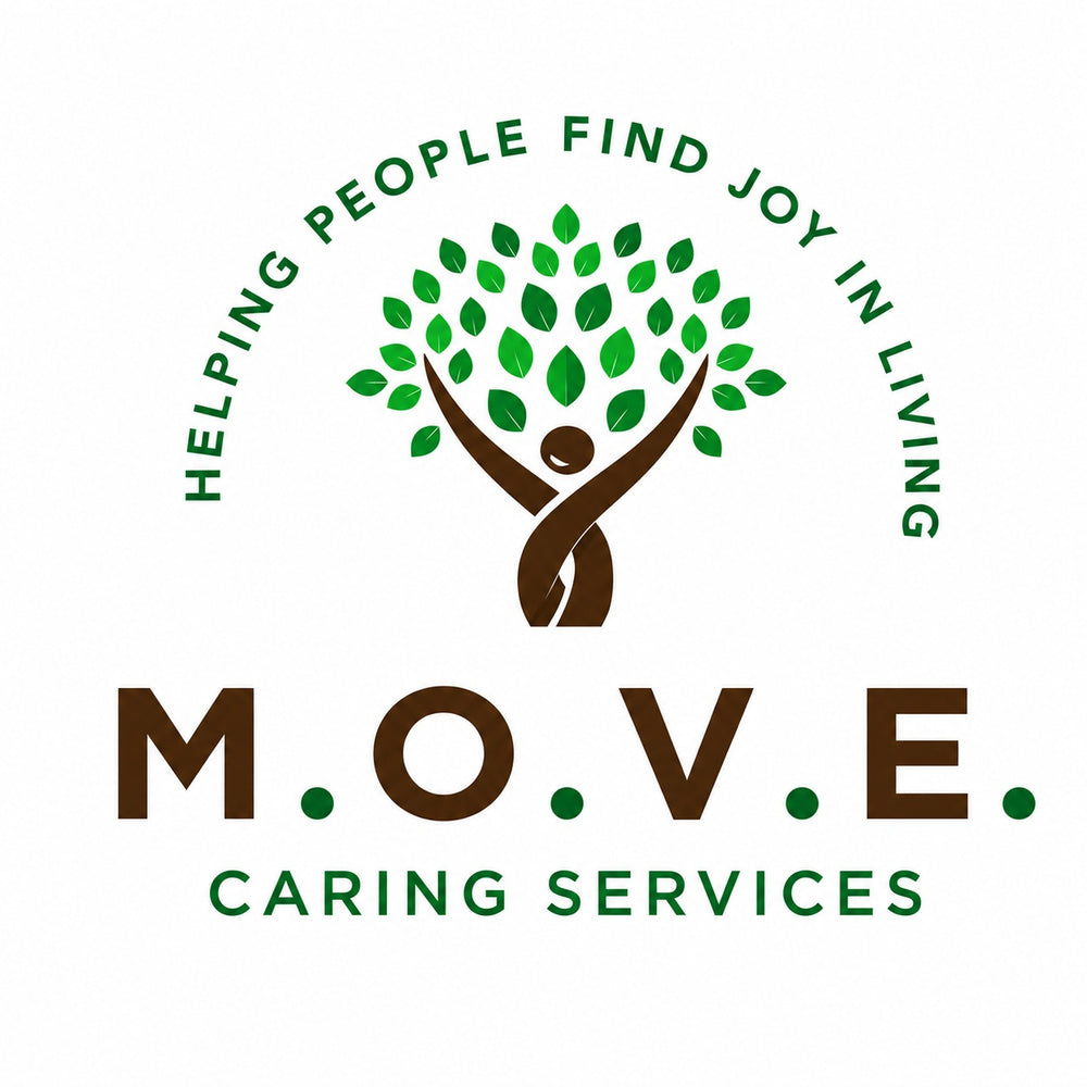 M.O.V.E. Caring Services logo for healthcare support, disability care, and community assistance services
