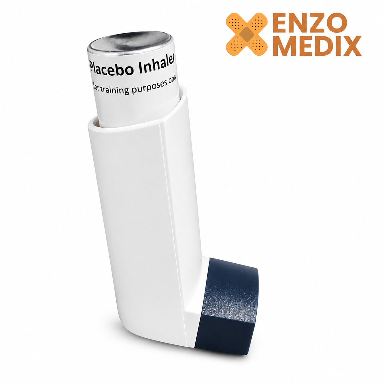 Enzo Medix placebo inhaler training device for asthma and respiratory training instruction, displayed on a white background.