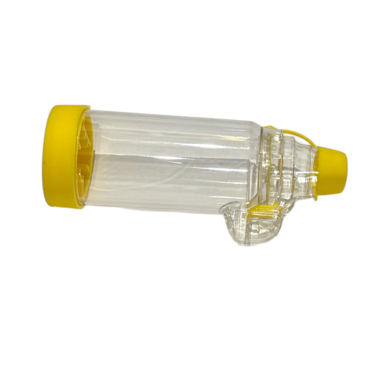 First aid training spacer for emergency asthma scenarios, reusable inhaler aid for instructors and healthcare courses