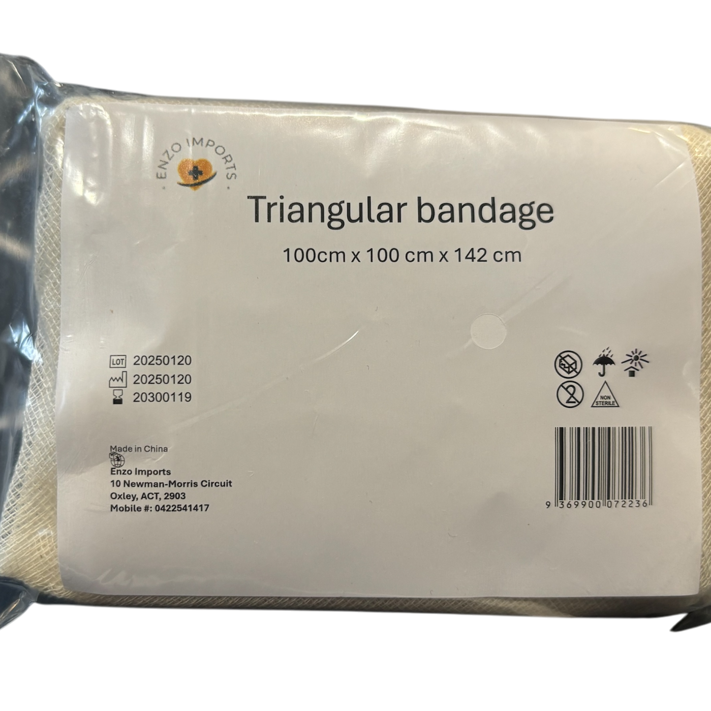 Triangular bandage, cotton calico, high quality, cheap, affordable, wholesale pricing, first aid kit, first aid equipment