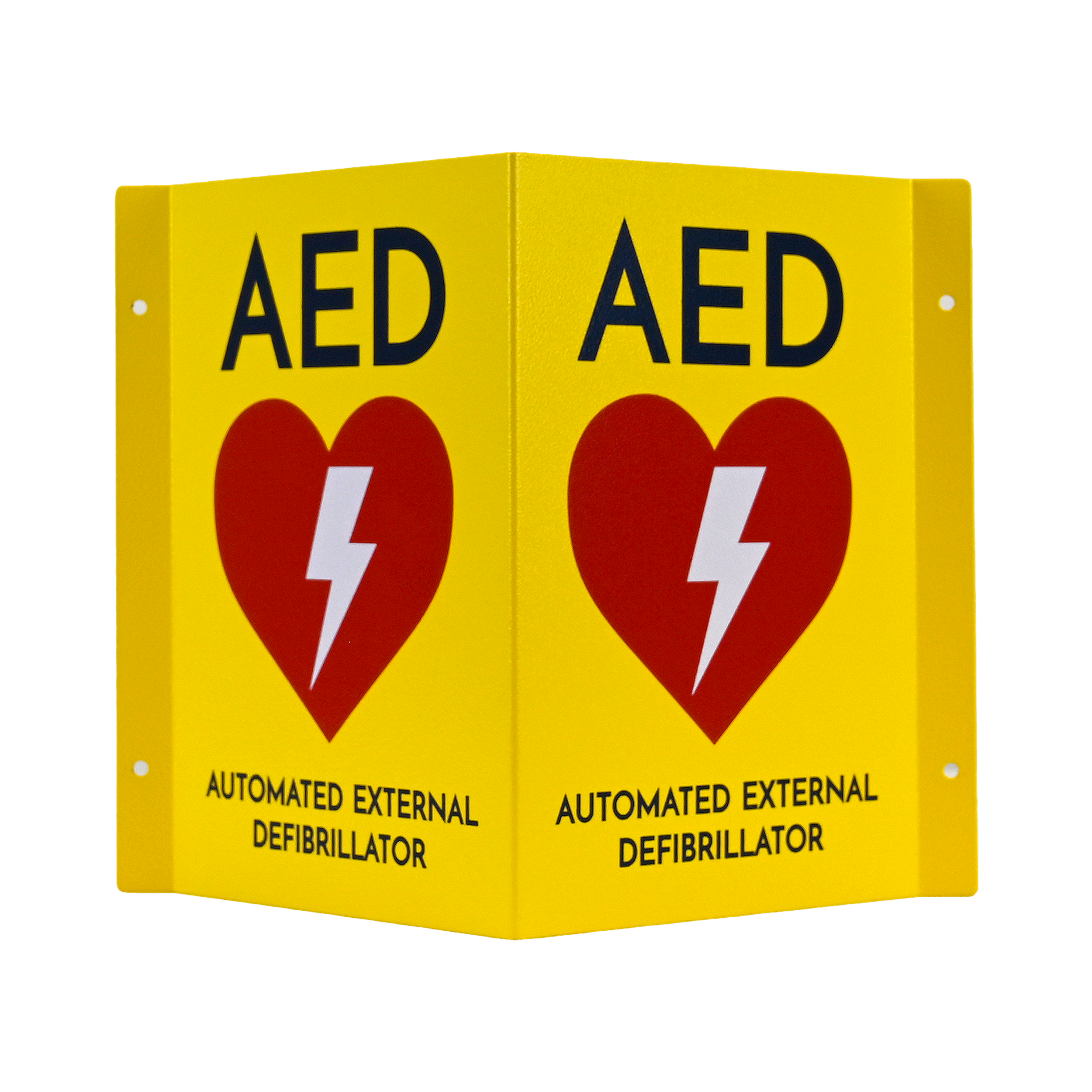 AED Angle Bracket Sign Australia | CARDIACT Metal Yellow Sign – Enzo Medix