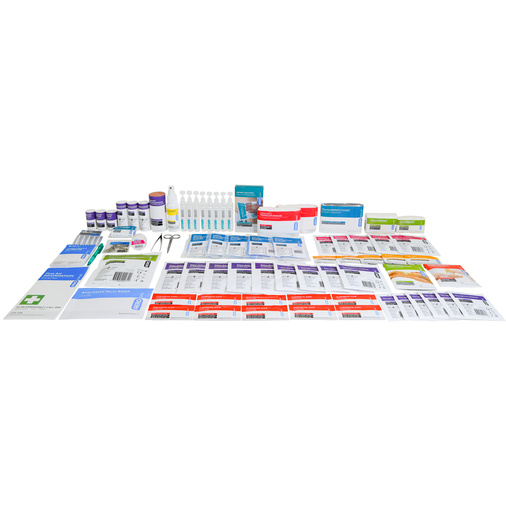 Assorted medical supplies and equipment on a white background