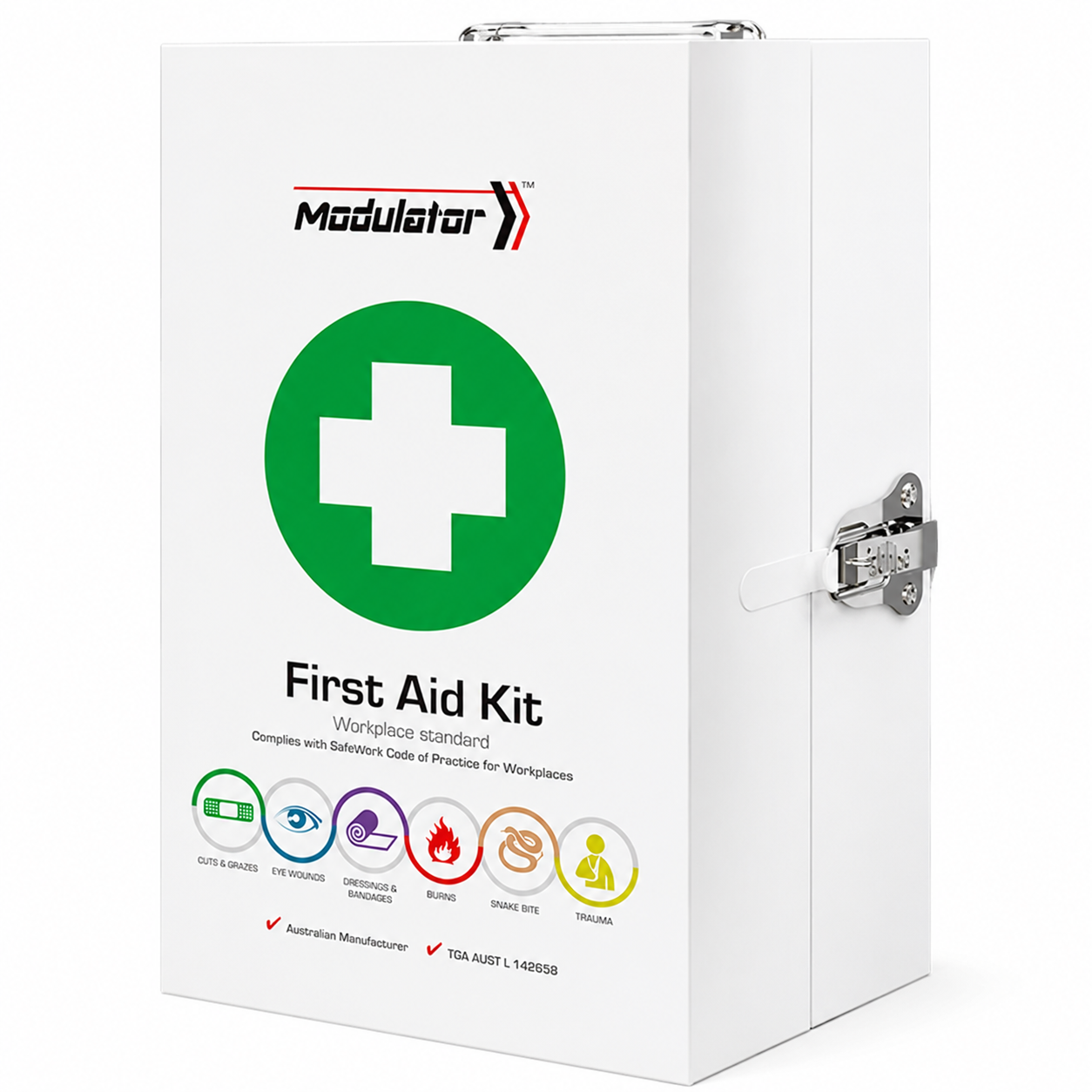 Modulator first aid kit box on a white background