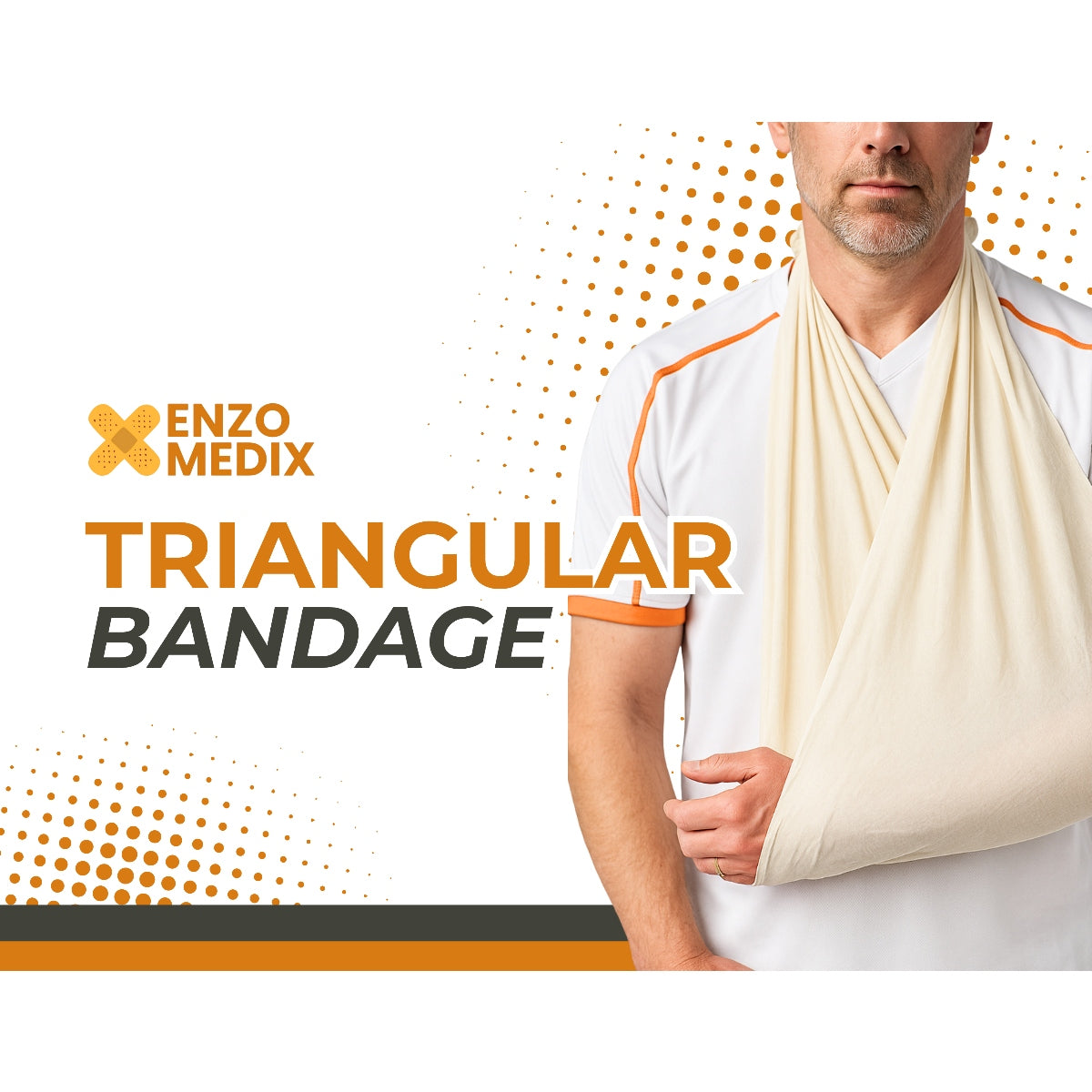 Enzo Medix triangular bandage for first aid kits, durable cotton sling for arm support, splinting, and emergency care