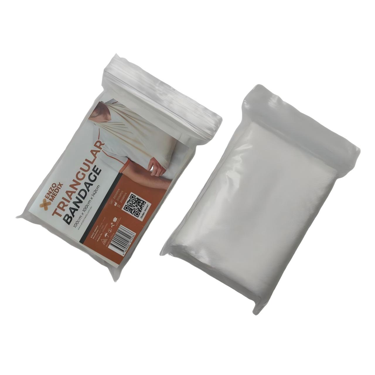 Triangular sling bandage for wound care and fracture stabilisation, compact design perfect for trauma kits and classes