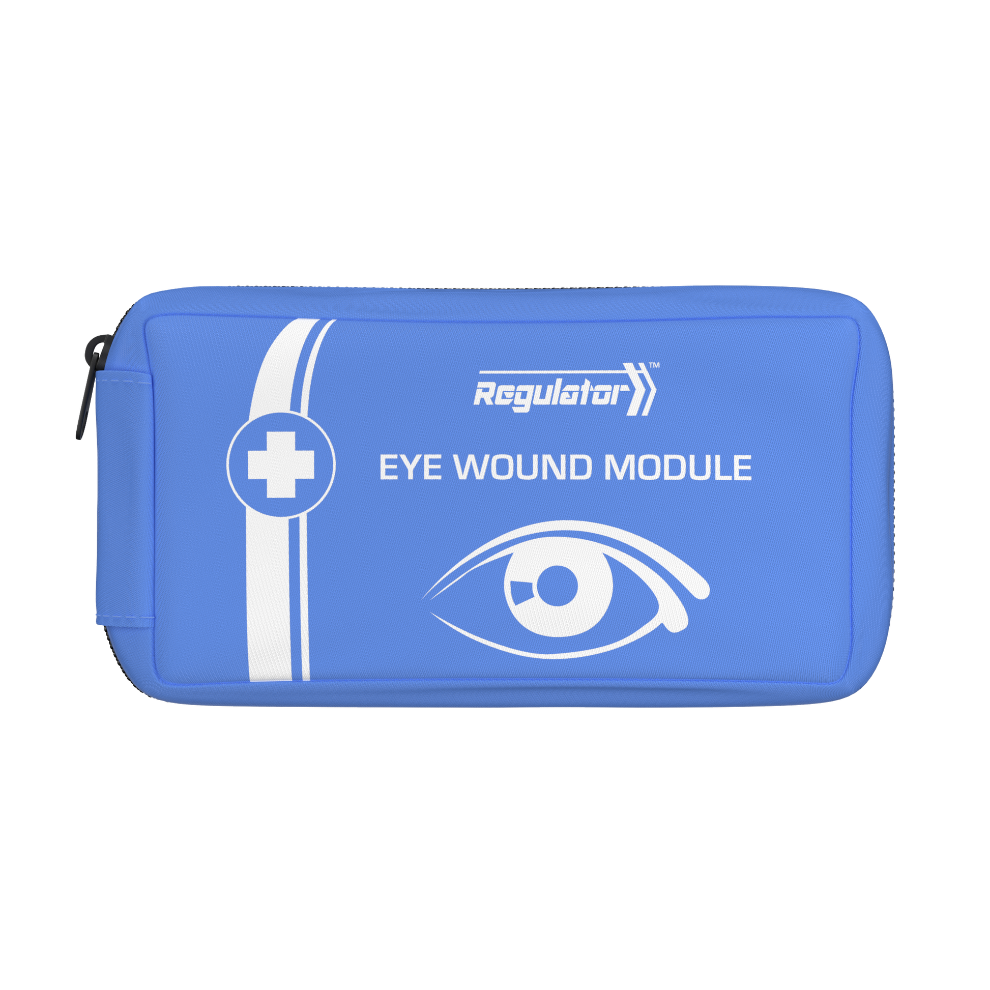 Blue eye care module pouch with 'Regulator' branding on a white background